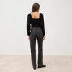 Jeans straight taille haute strass denim gris femme