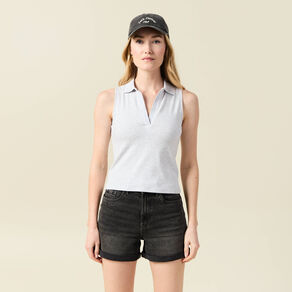 Polo sans manches gris femme
