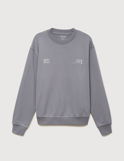 Sweat col rond manches longues gris homme