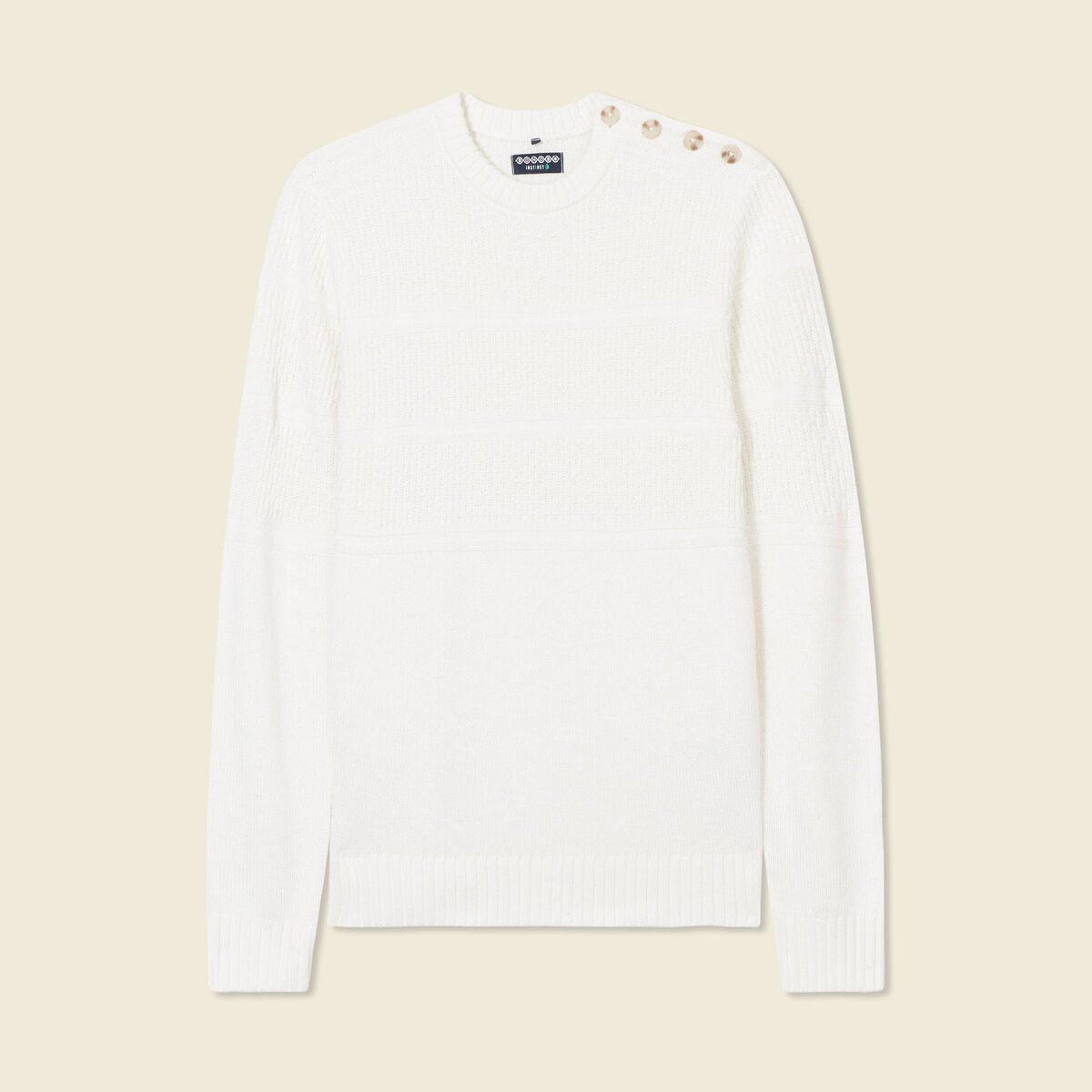 Pull manches longues boutons ecru homme