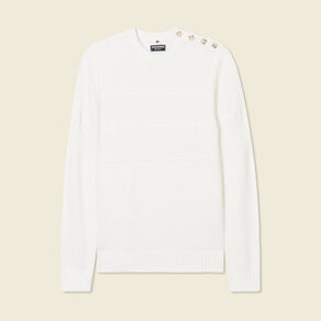 Pull manches longues boutons ecru homme