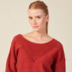 Pull manches longues sequins rouge foncé femme