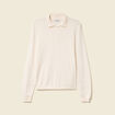 Pull ajour&eacute; manches longues en coton ecru femme