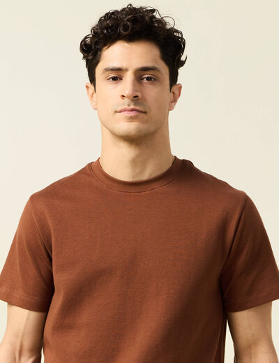 T-shirt manches courtes marron cognac homme