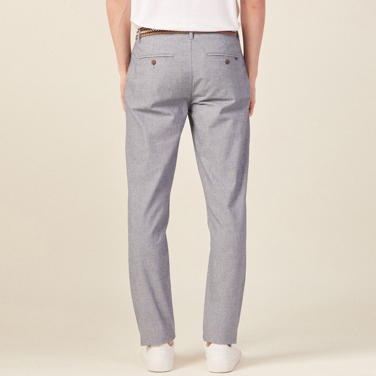 Pantalon chino ceinturé bleu marine homme