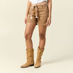 Short boyfriend ceinturé jean vert kaki femme
