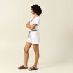 Short boyfriend ceinturé jean denim blanc femme