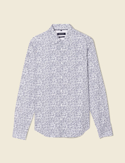 Chemise en coton manches longues blanc homme