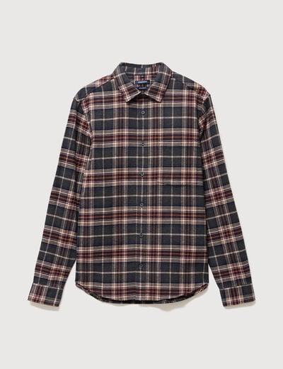 Chemise col classique manches longues gris fonc&eacute; homme