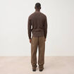 Pull droit col polo manches longues marron homme