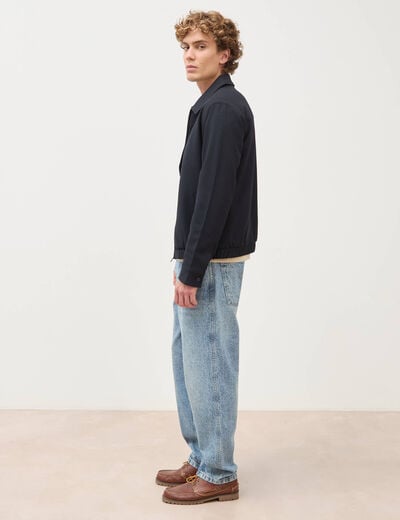 Blouson manches longues doubl&eacute; bleu marine homme