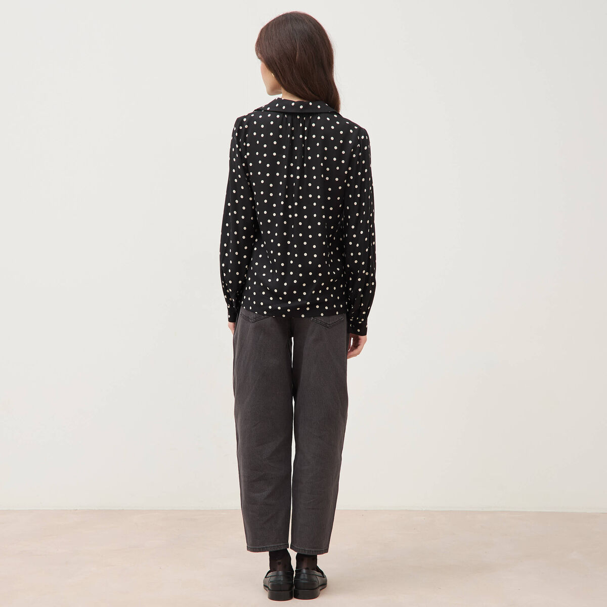 Blouse ample manches longues noir femme