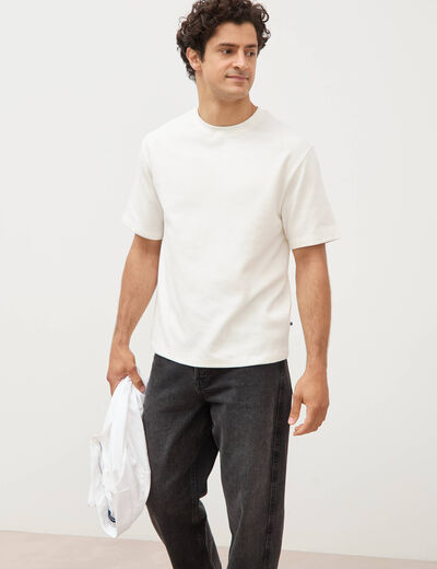 T-shirt ras de cou manches courtes ecru homme
