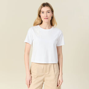 T-shirt manches courtes blanc femme