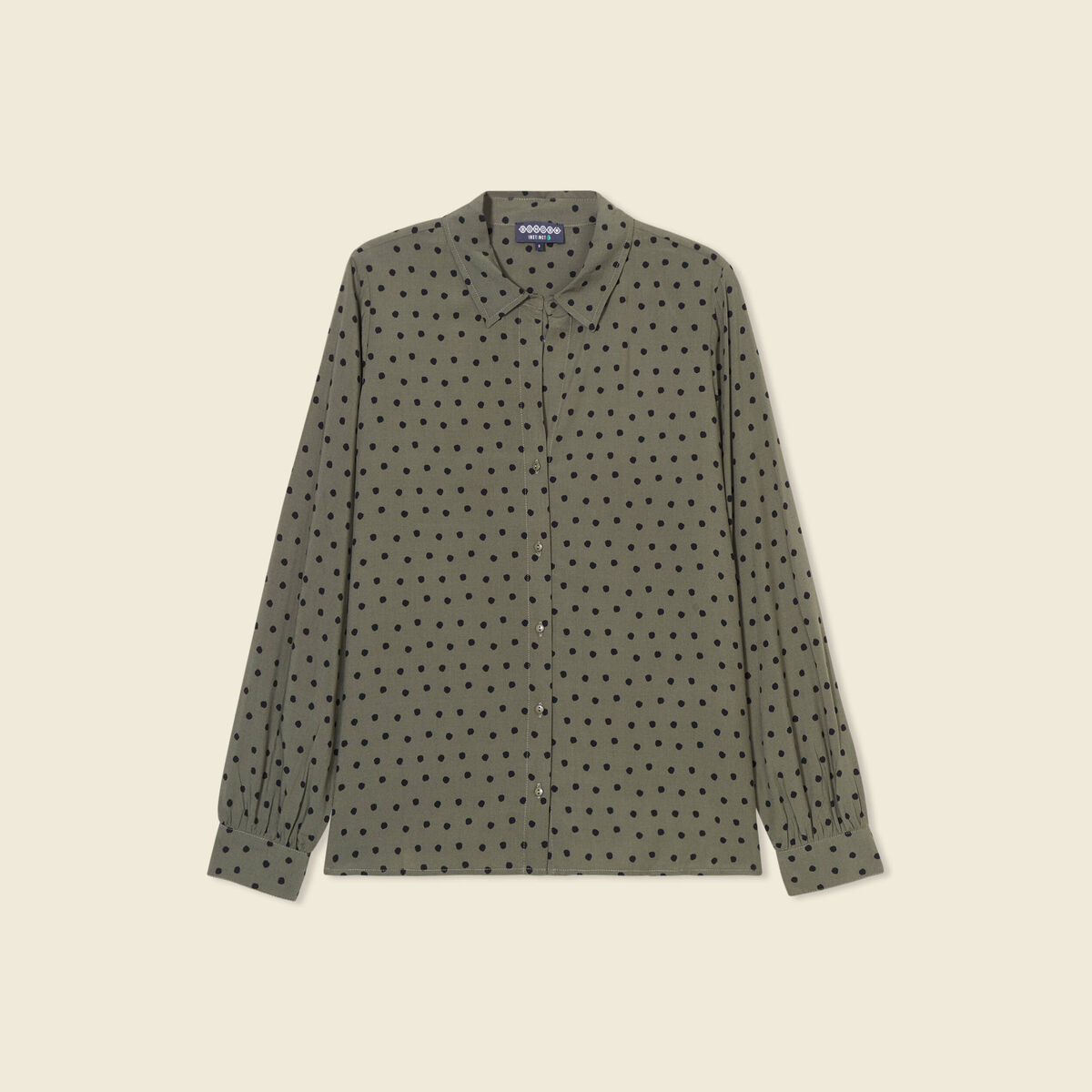 Chemise manches longues fluide vert kaki femme
