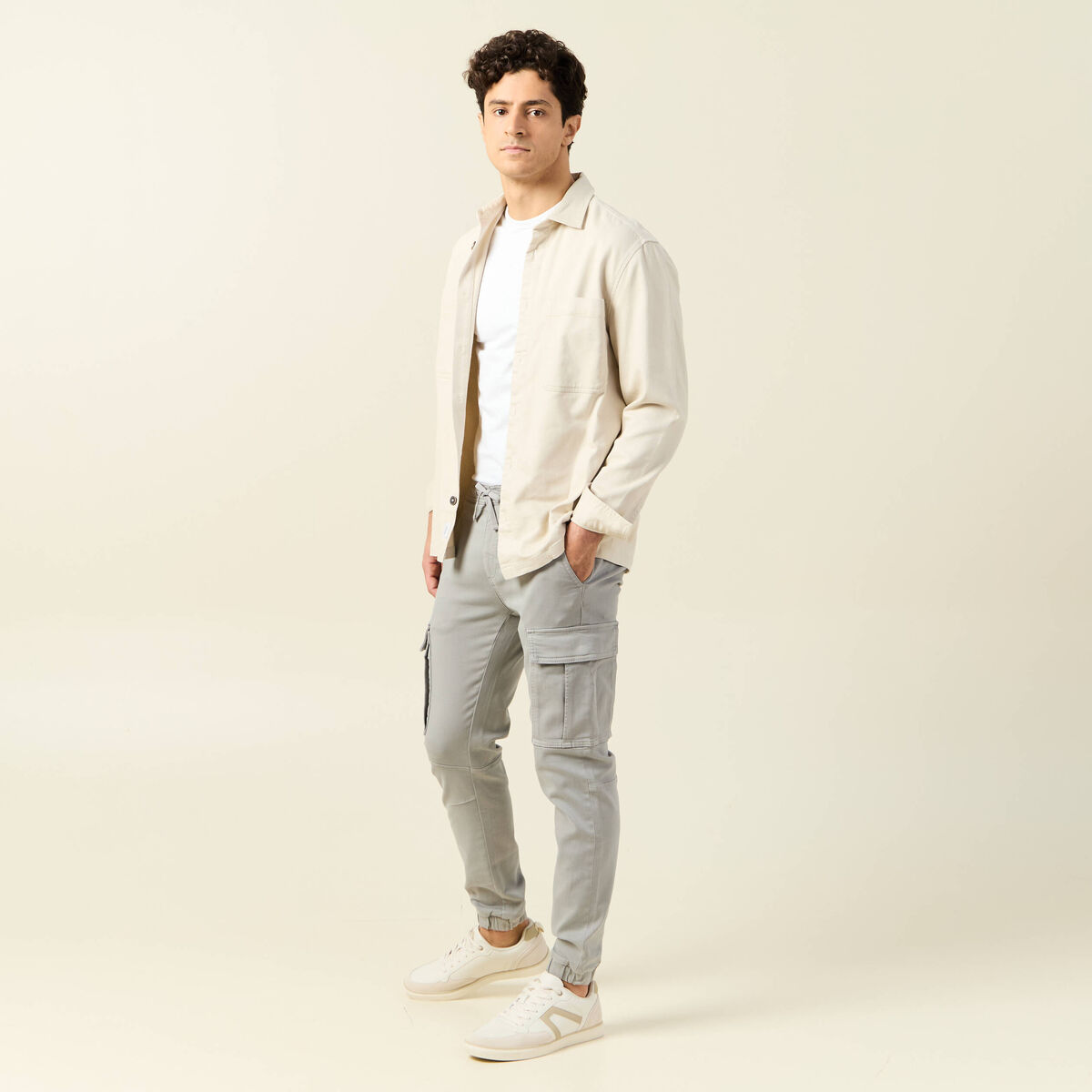 Pantalon battle bas resserré gris homme