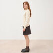 Pull droit col rond manches longues creme femme