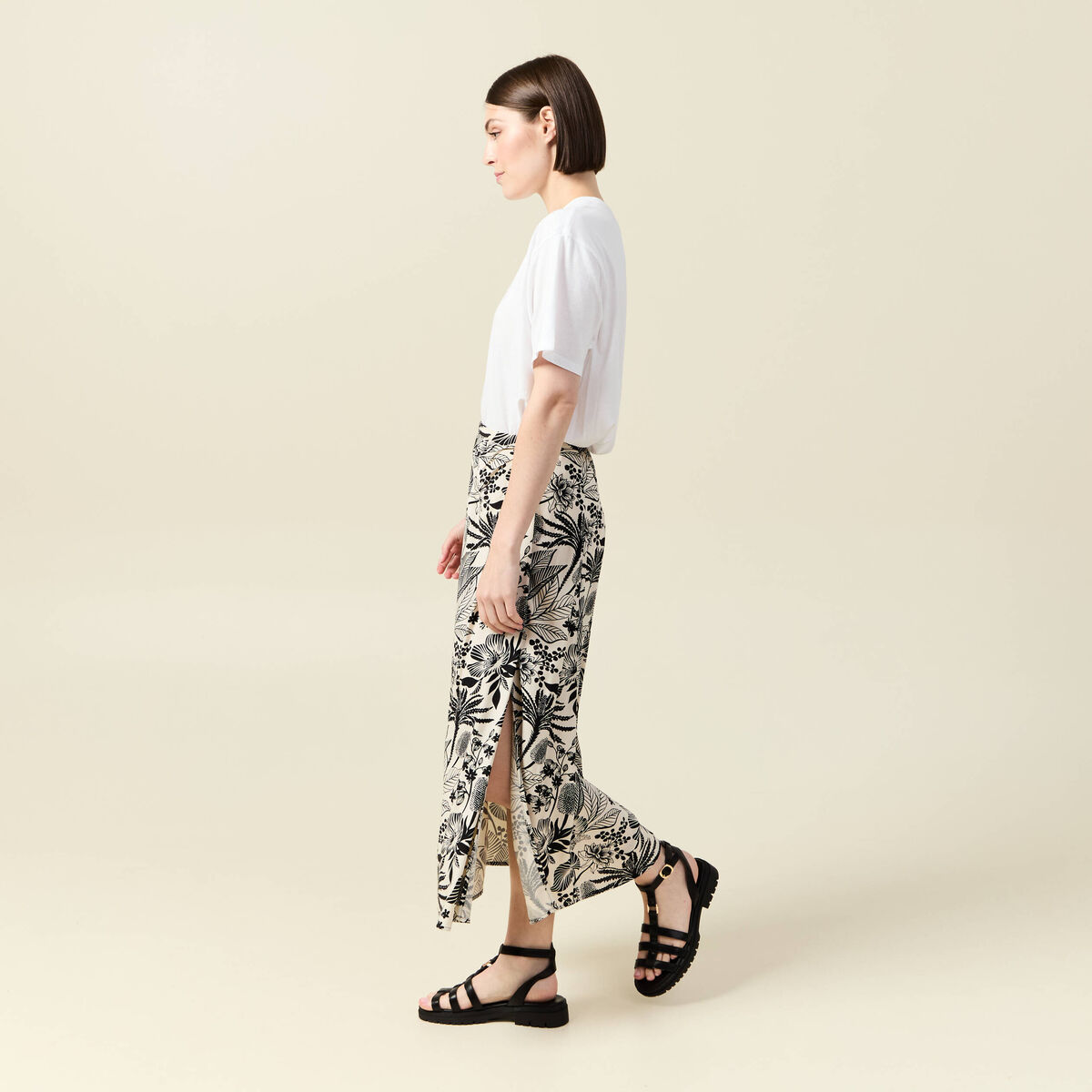 Jupe fluide taille standard blanc femme