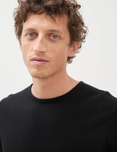 Pull col rond manches longues noir homme