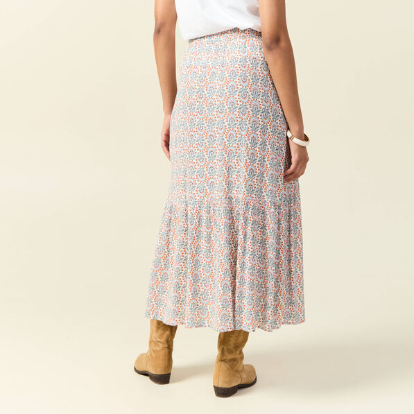 jupe longue evasee blanc femme Jupe longue évasée blanc femme