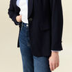 Veste blazer col châle bleu marine femme