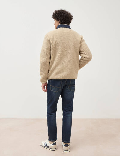 Veste droite sherpa manches longues ecru homme