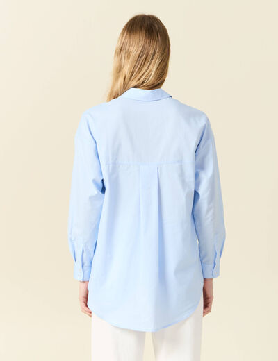 Chemise manches longues bleu ciel femme
