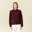 Pull col montant manches longues bordeaux femme