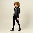 Blouson biker simili cuir noir femme