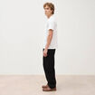 T-shirt col mao manches courtes en coton blanc homme