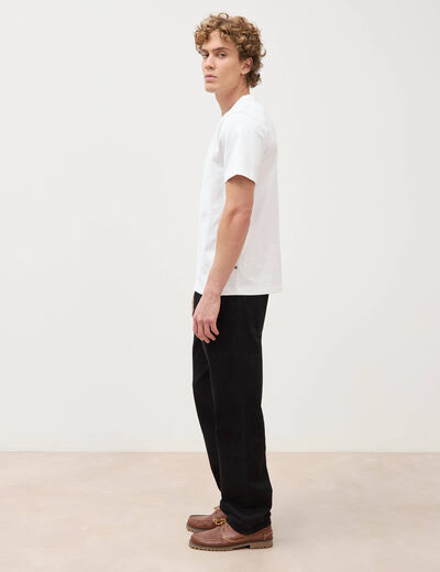 T-shirt col mao manches courtes en coton blanc homme