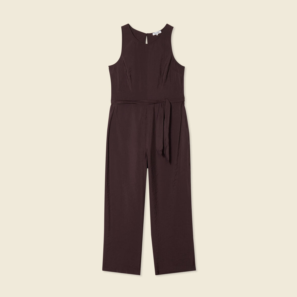 Combinaison pantalon large marron foncé femme