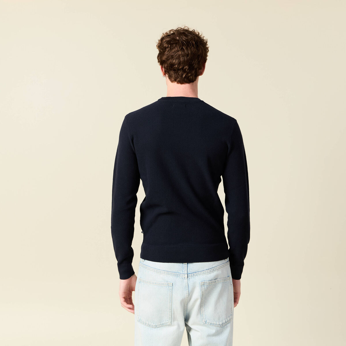 Pull éco-responsable bleu marine homme