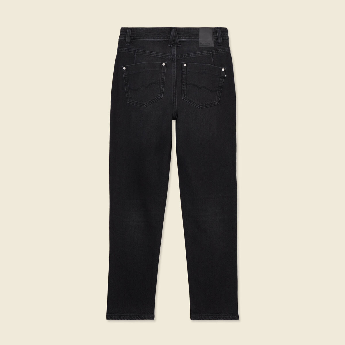 Jeans mom slim denim noir femme