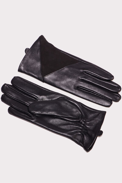 Gants en cuir noir femme
