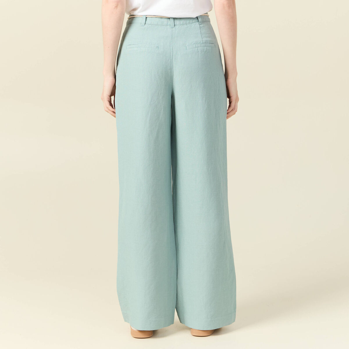 Pantalon large éco-responsable vert pastel femme