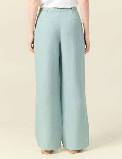 Pantalon large éco-responsable vert pastel femme