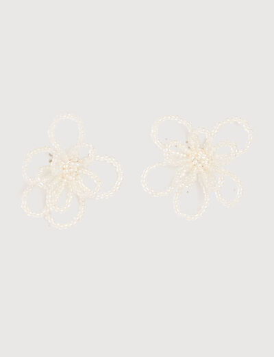 Boucles d'oreilles ecru femme