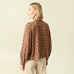 Chemise &agrave; volants manches longues marron fonc&eacute; femme