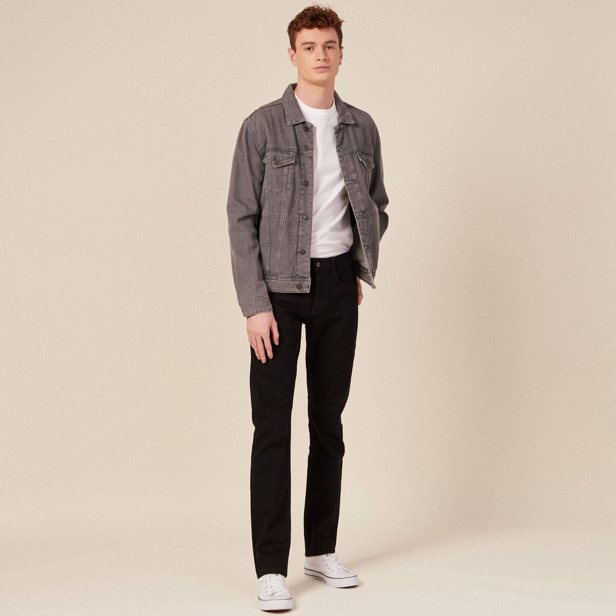 Jeans straight 5 poches denim noir homme