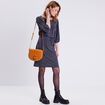 Robe droite ceinturée gris foncé femme