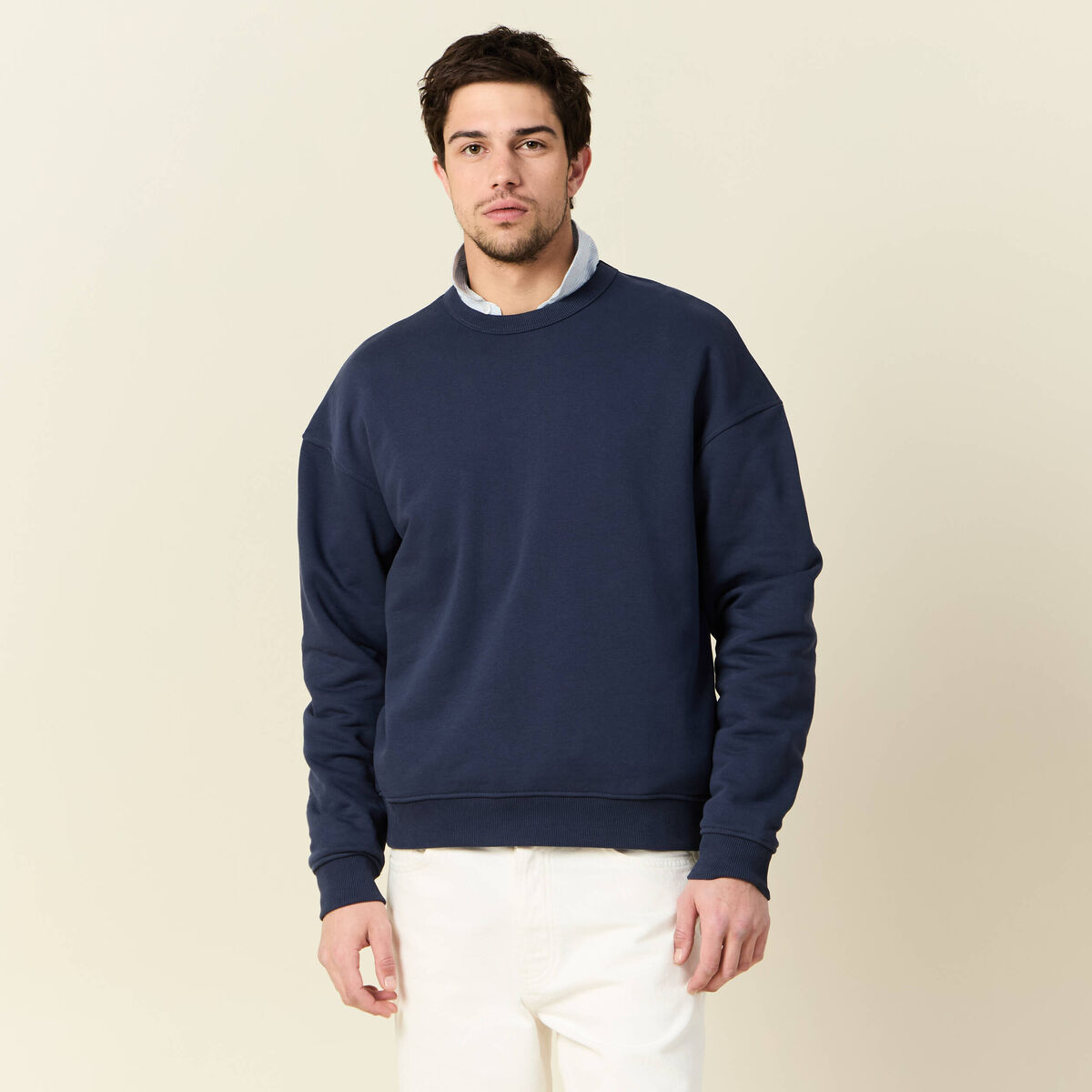 Sweat manches longues bleu marine homme