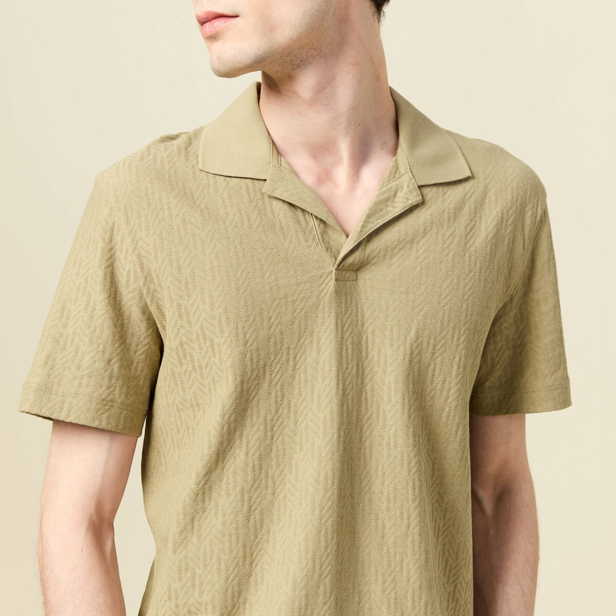 Polo manches courtes vert olive homme