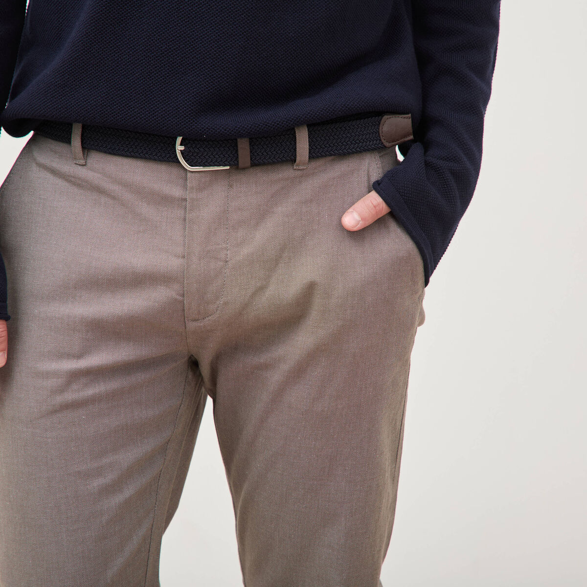 Pantalon chino straight taupe homme