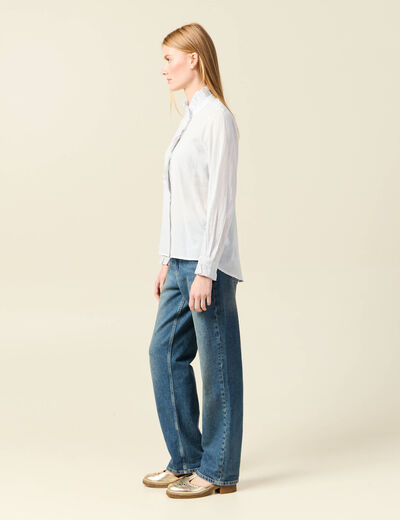Chemise manches longues en coton blanc femme