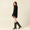 Pull manches longues col roul&eacute; brillant noir femme