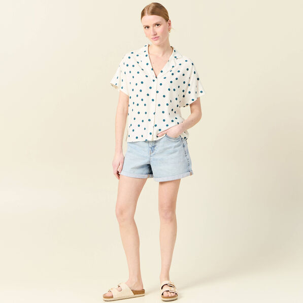 chemise manches courtes bleu canard femme Chemise manches courtes bleu canard femme