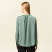 Blouse manches longues satin vert kaki femme