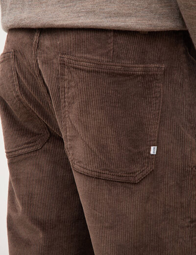 Pantalon droit en velours longueur 32 marron fonc&eacute; homme