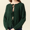 Gilet oversize manches longues vert fonc&eacute; femme